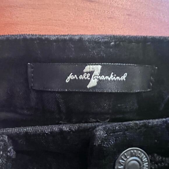 7 For All Mankind Black Velvet Flared Jean Women's Size 24 Boho Festival Denim - Picture 4 of 7